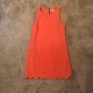 Peach Scallop Hem Dress w back zipper detail